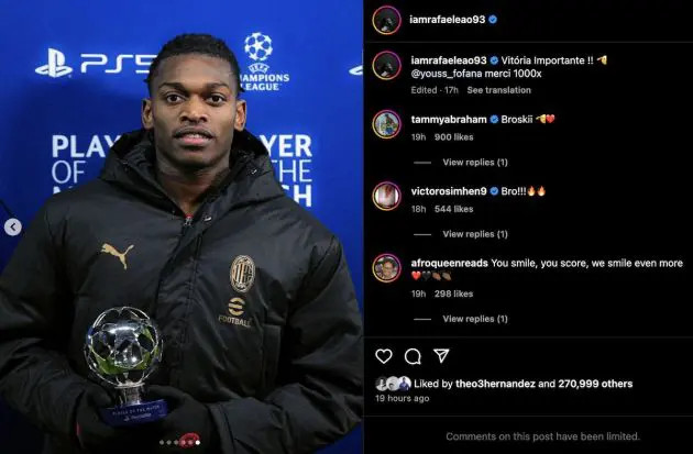 rafael leao slovan instagram