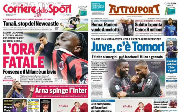 front pages italy 20 december