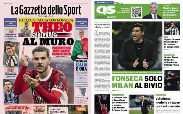 front pages italy 13 december
