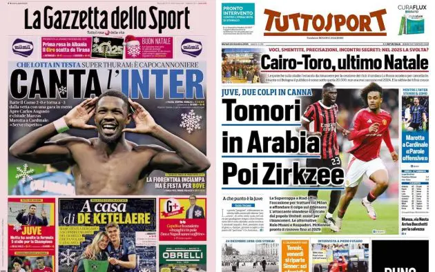 front pages italy 24 december