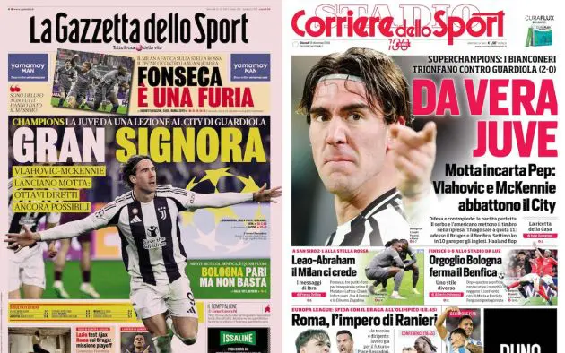 front pages italy milan red star