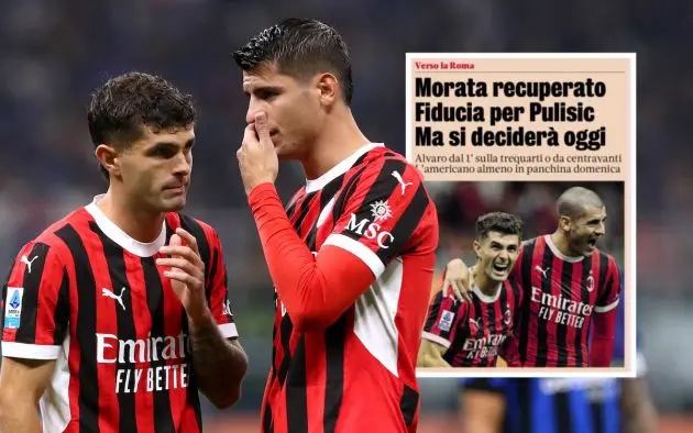 Christian Pulisic and Alvaro Morata of AC Milan