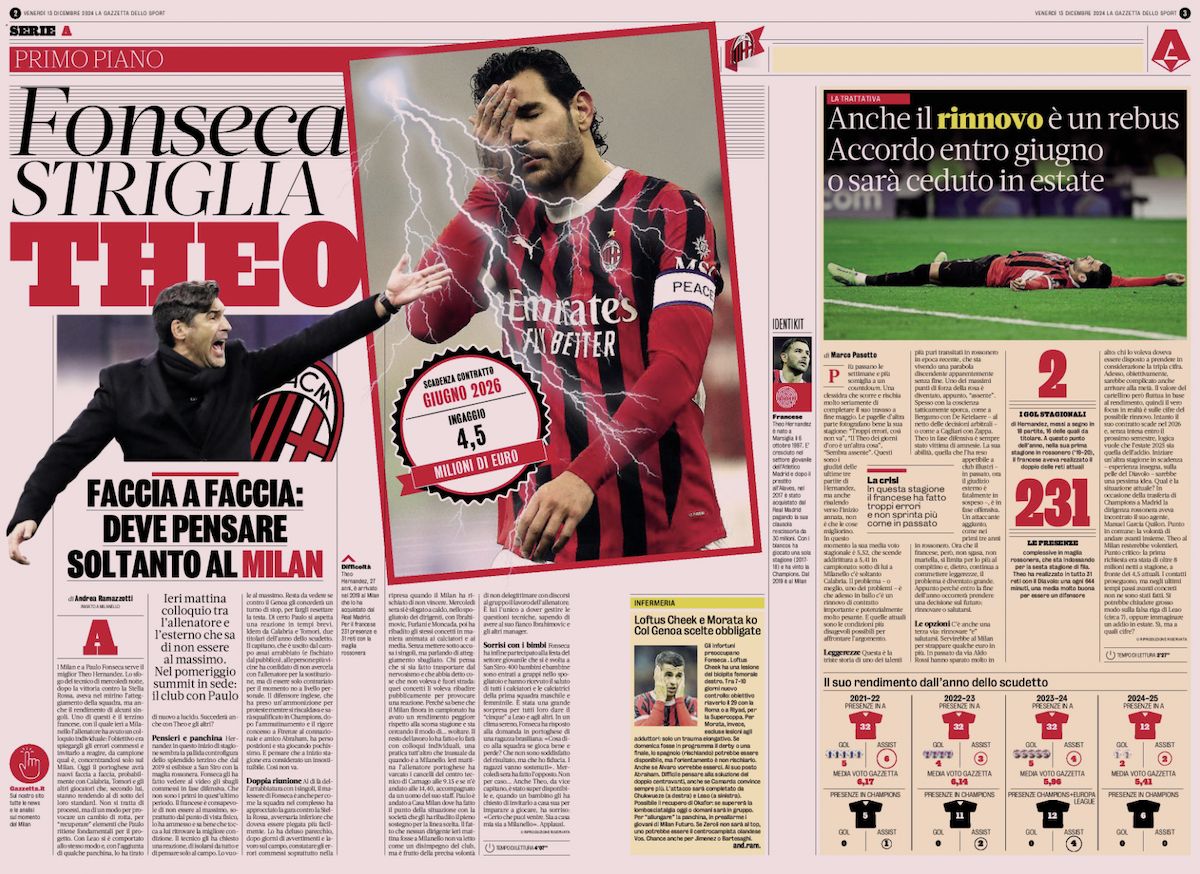 gazzetta 13 december theo fonseca
