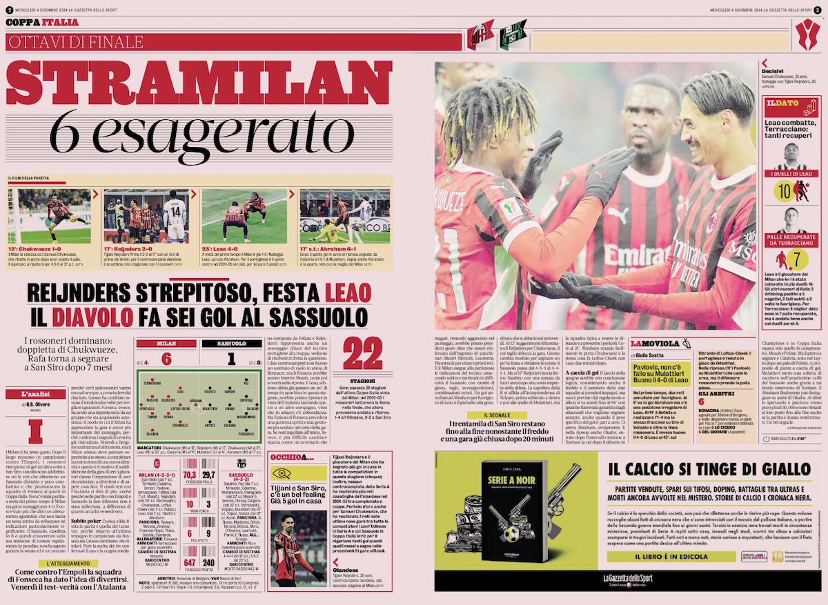gazzetta dello sport 4 december
