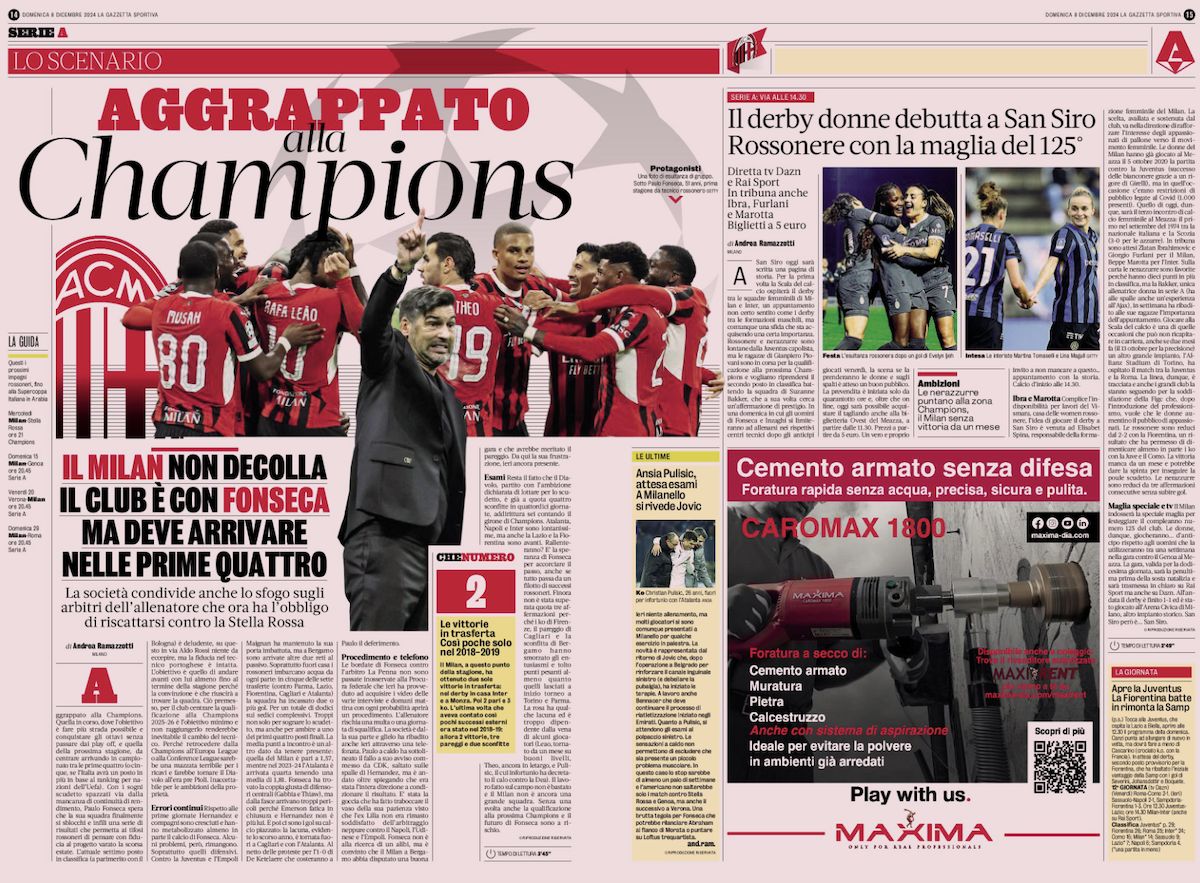 gazzetta dello sport 8 december