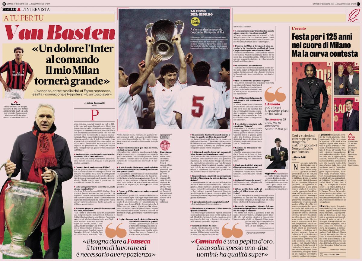 gazzetta dello sport marco van basten