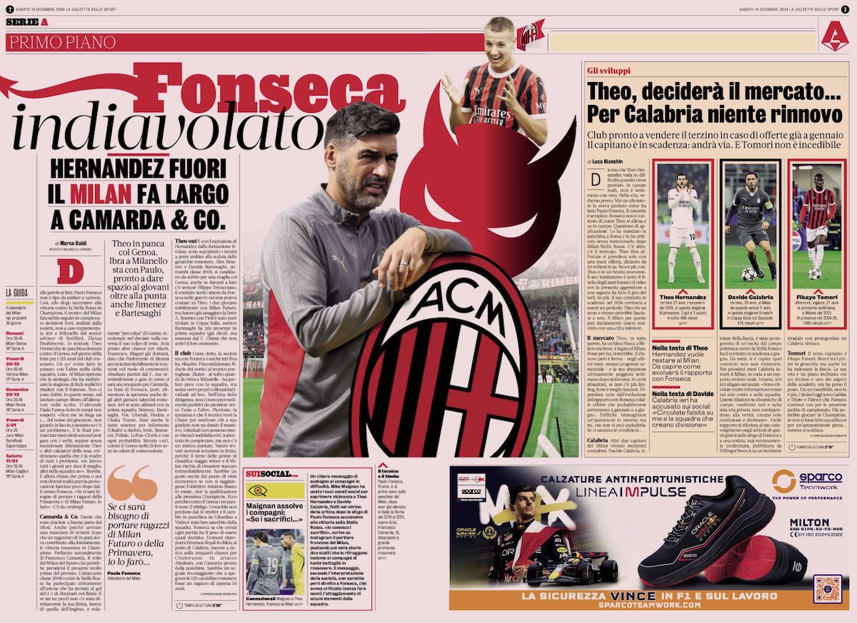 la gazzetta dello sport 14 december