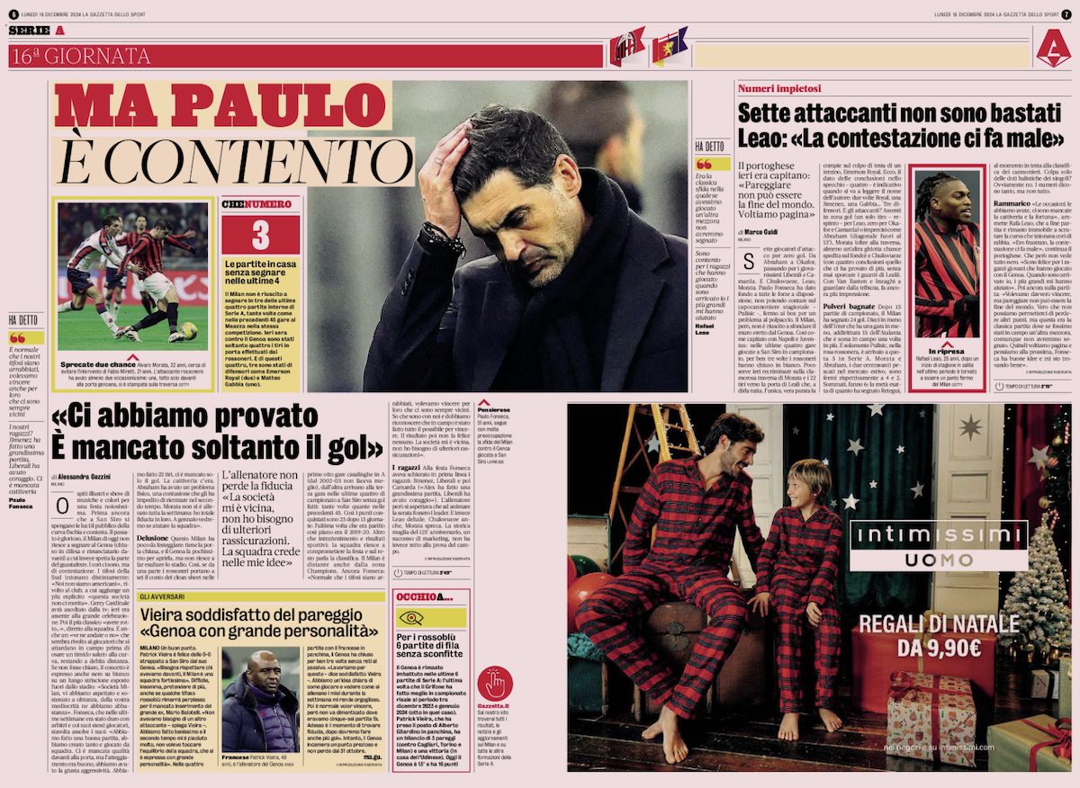 la gazzetta dello sport 16 december