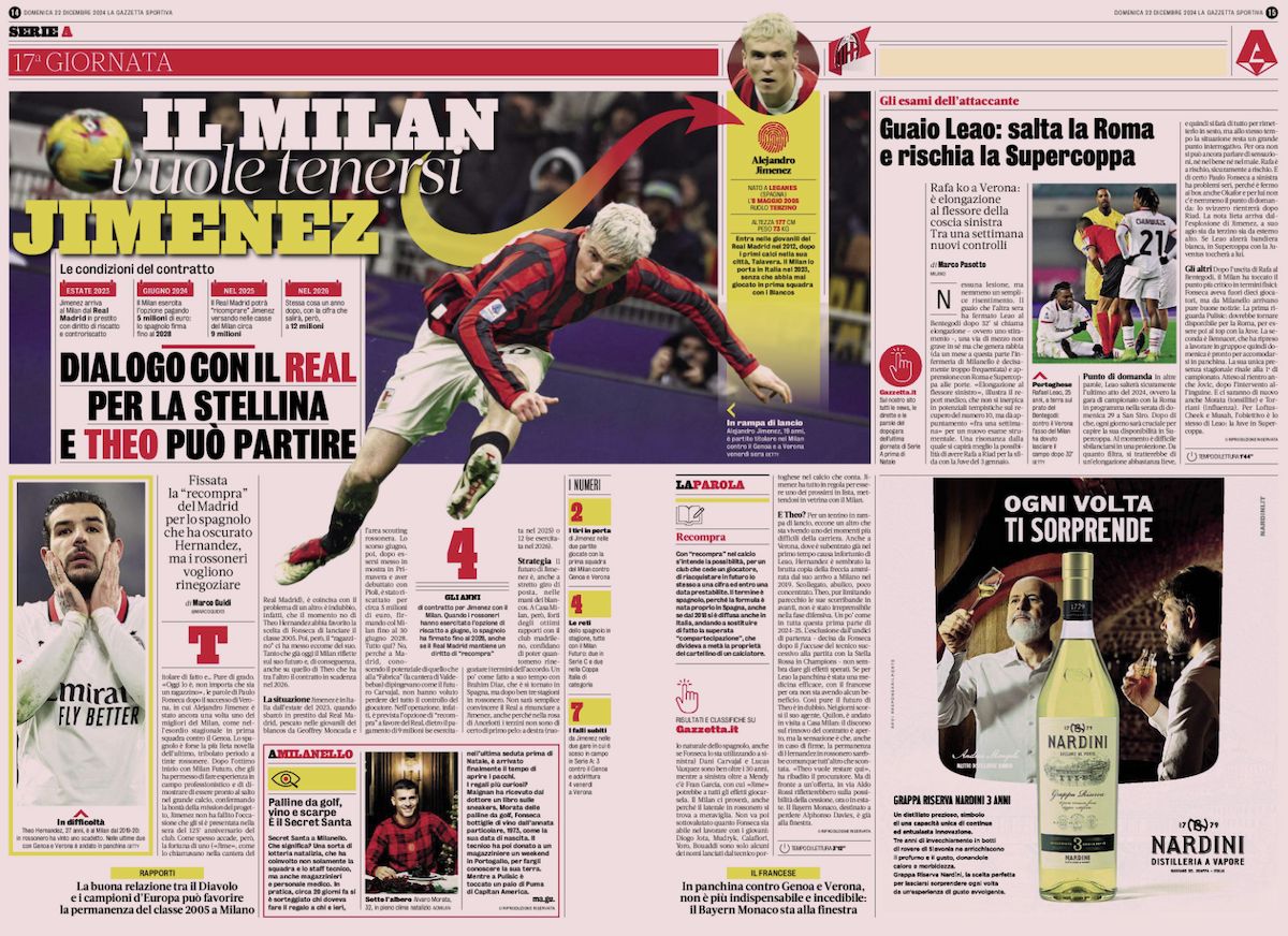 la gazzetta dello sport 22 december
