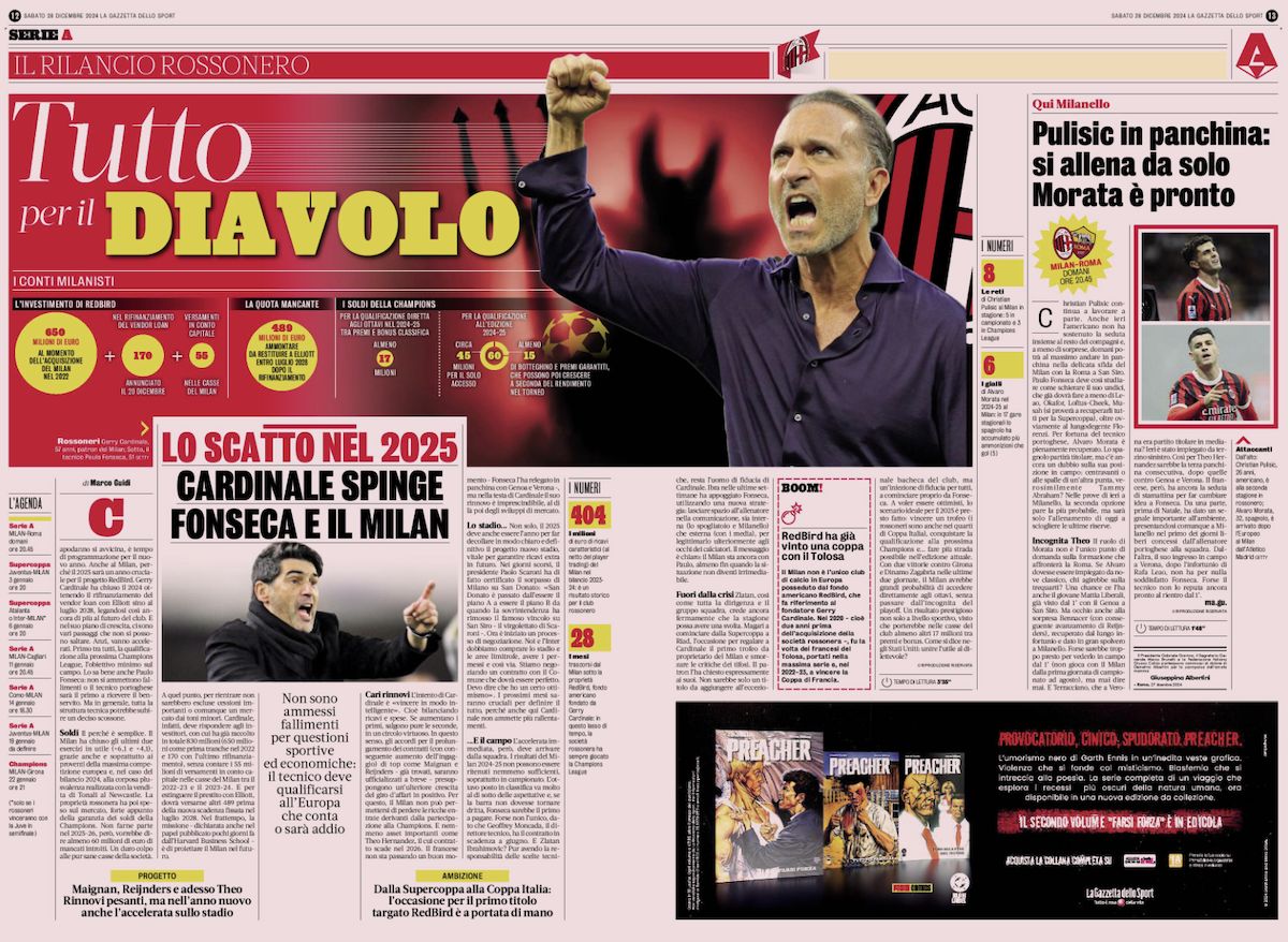 la gazzetta dello sport 28 december
