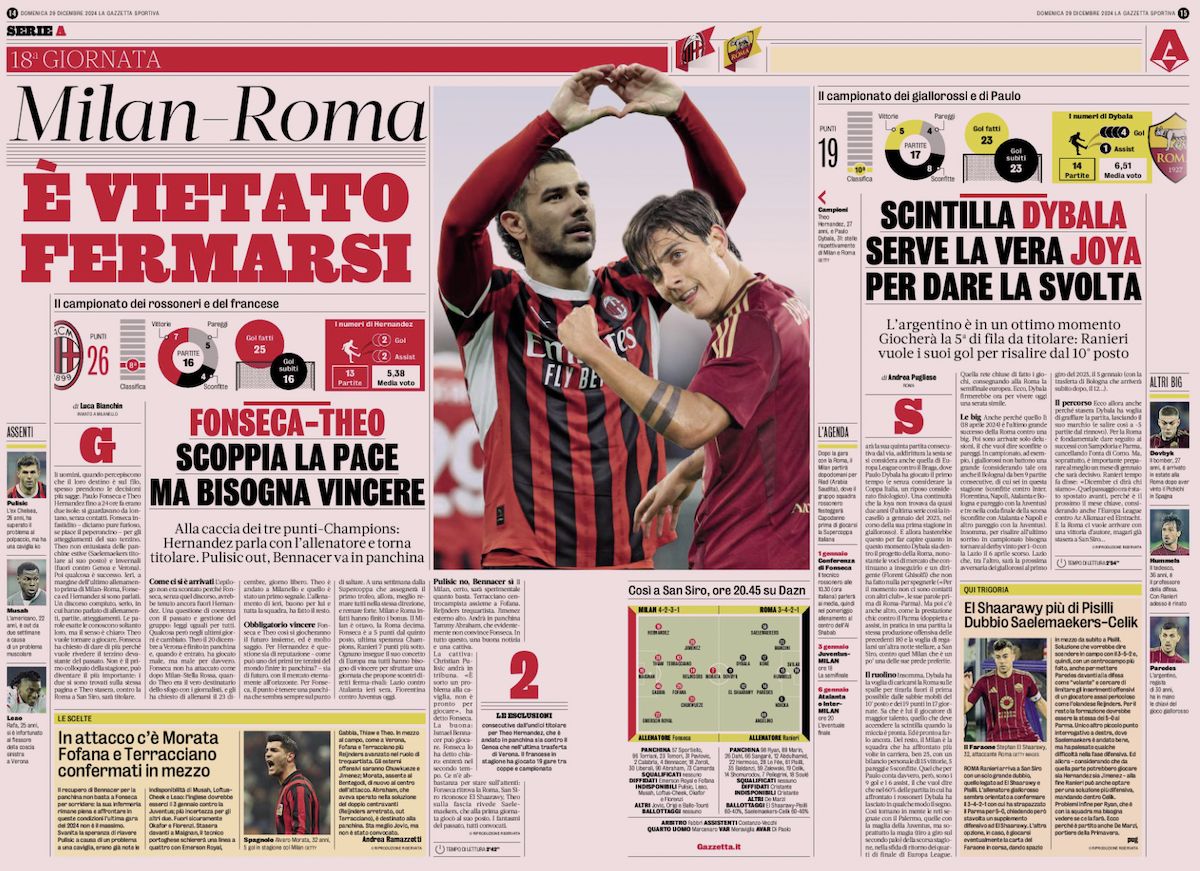 la gazzetta dello sport 29 december