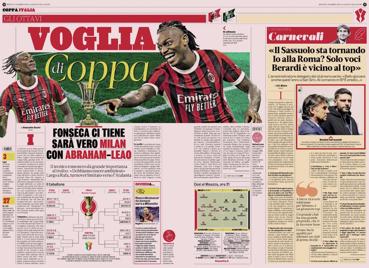 la gazzetta dello sport 3 december