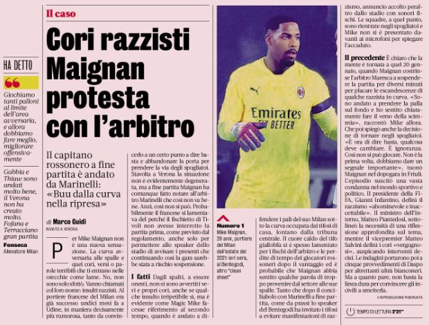 Maignan racist insults gazza