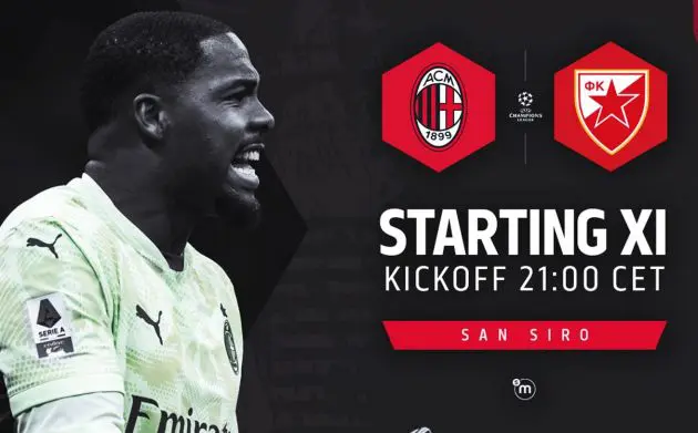ac milan red star official starting xis