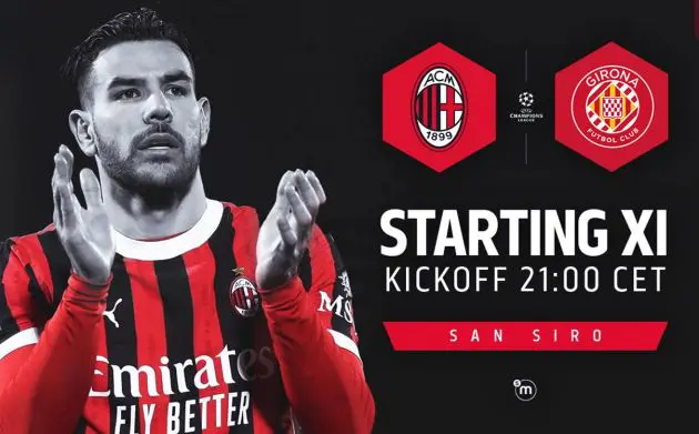 ac milan girona official starting xis