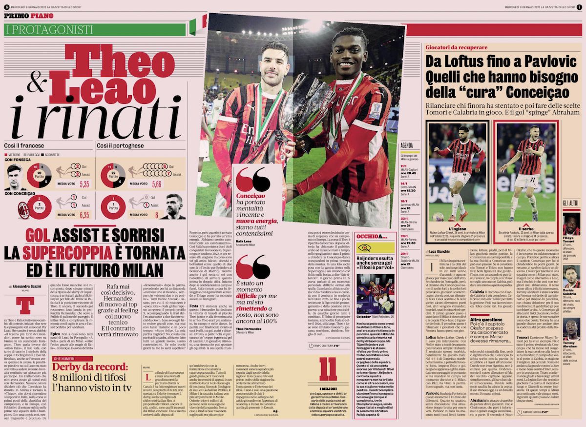 la gazzetta dello sport 8 january