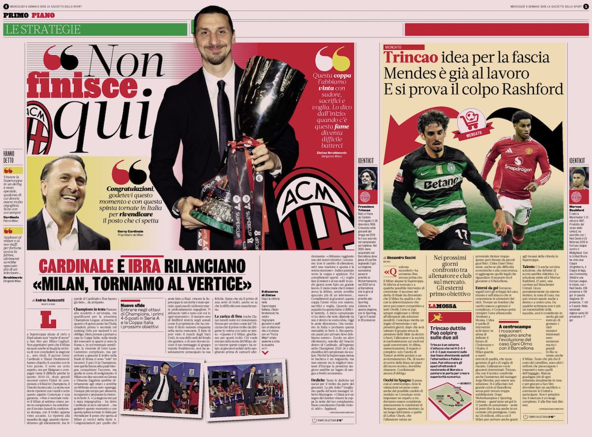 la gazzetta dello sport 8 january