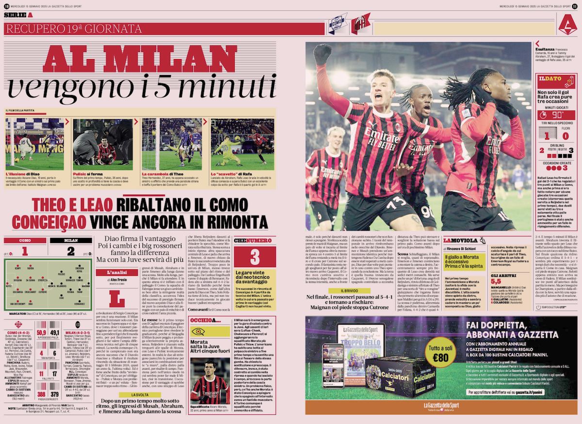 gazzetta dello sport 15 january