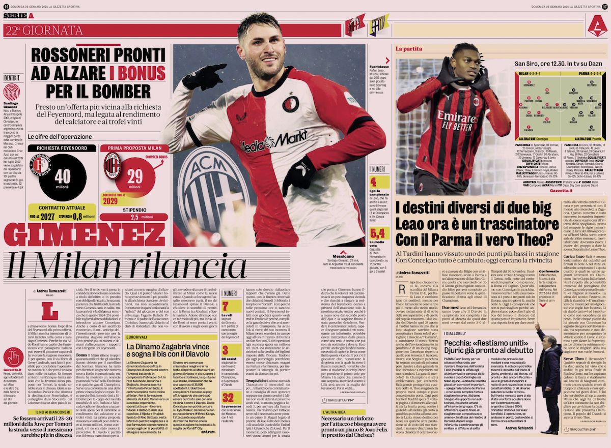 gazzetta dello sport 26 january
