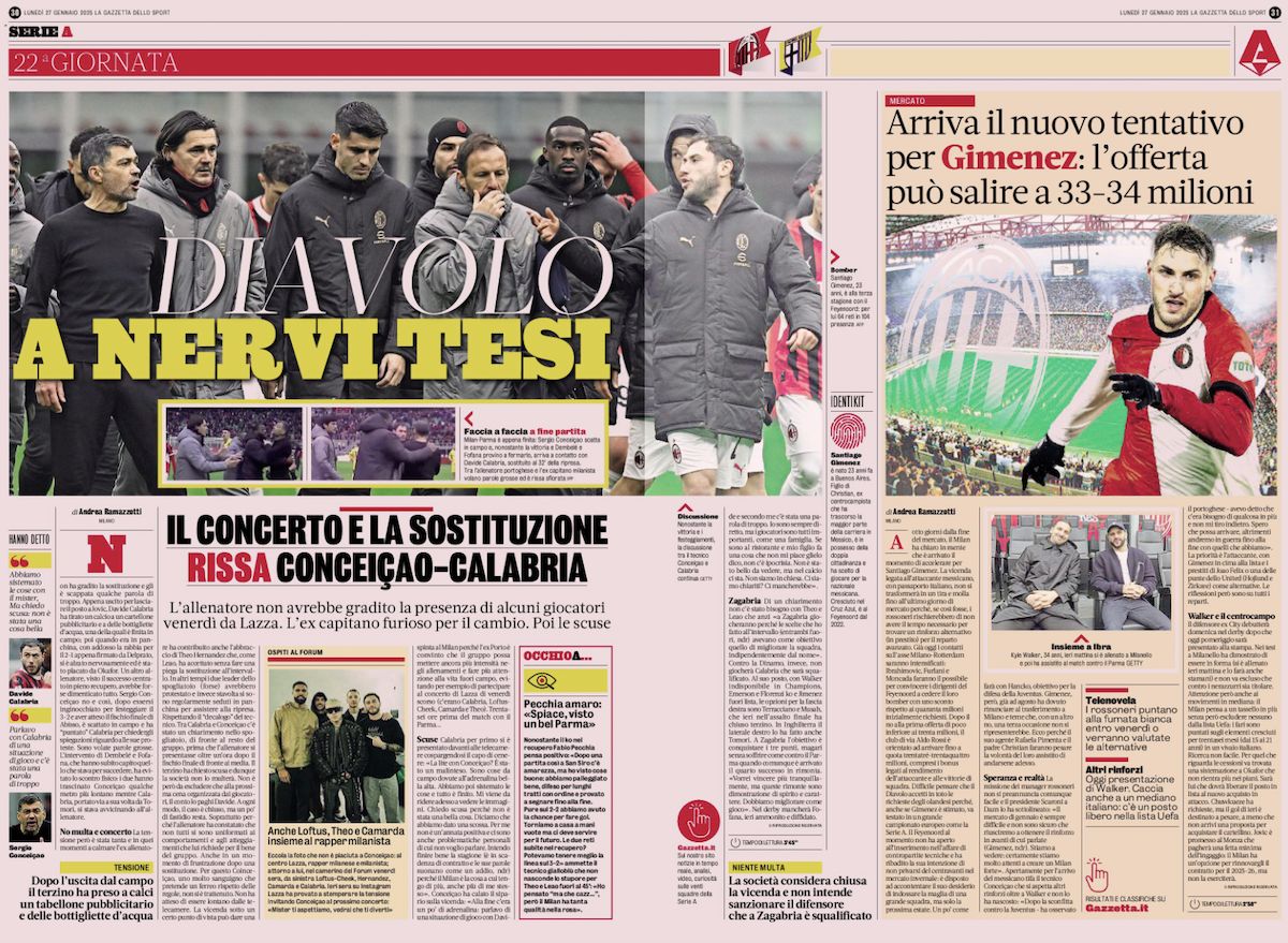 la gazzetta dello sport 27 january parma