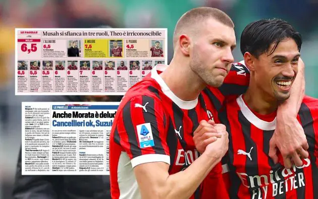 Strahinja Pavlovic of AC Milan and Tijjani Reijnders of AC Milan