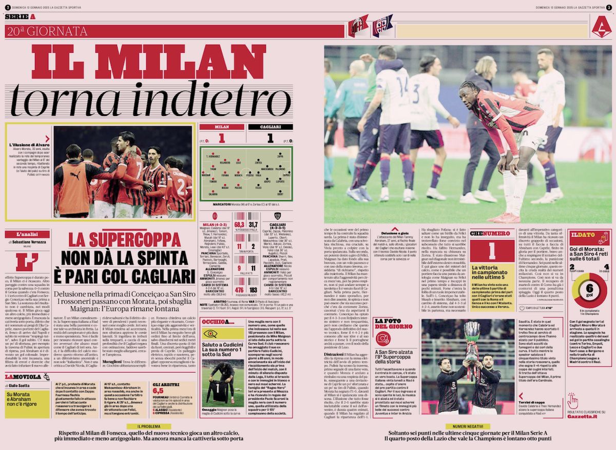 la gazzetta dello sport 12 january