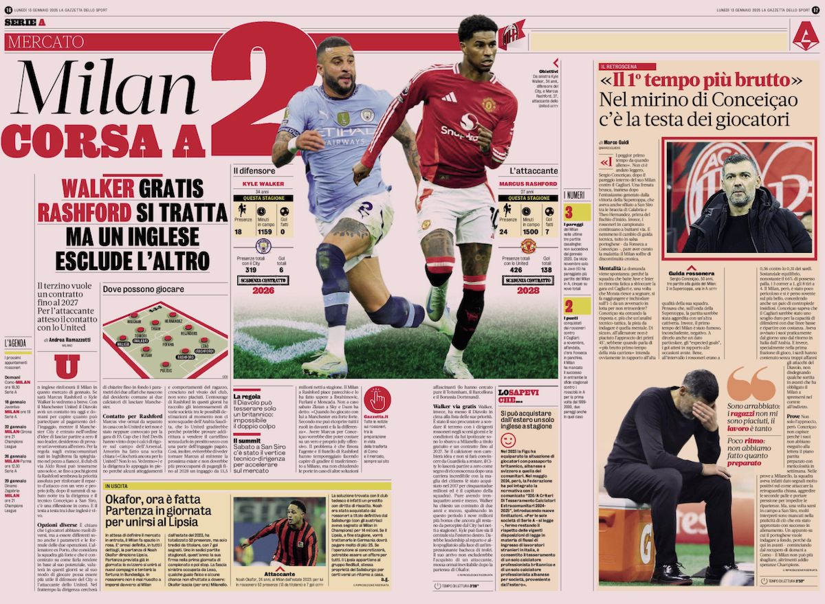 la gazzetta dello sport 13 january