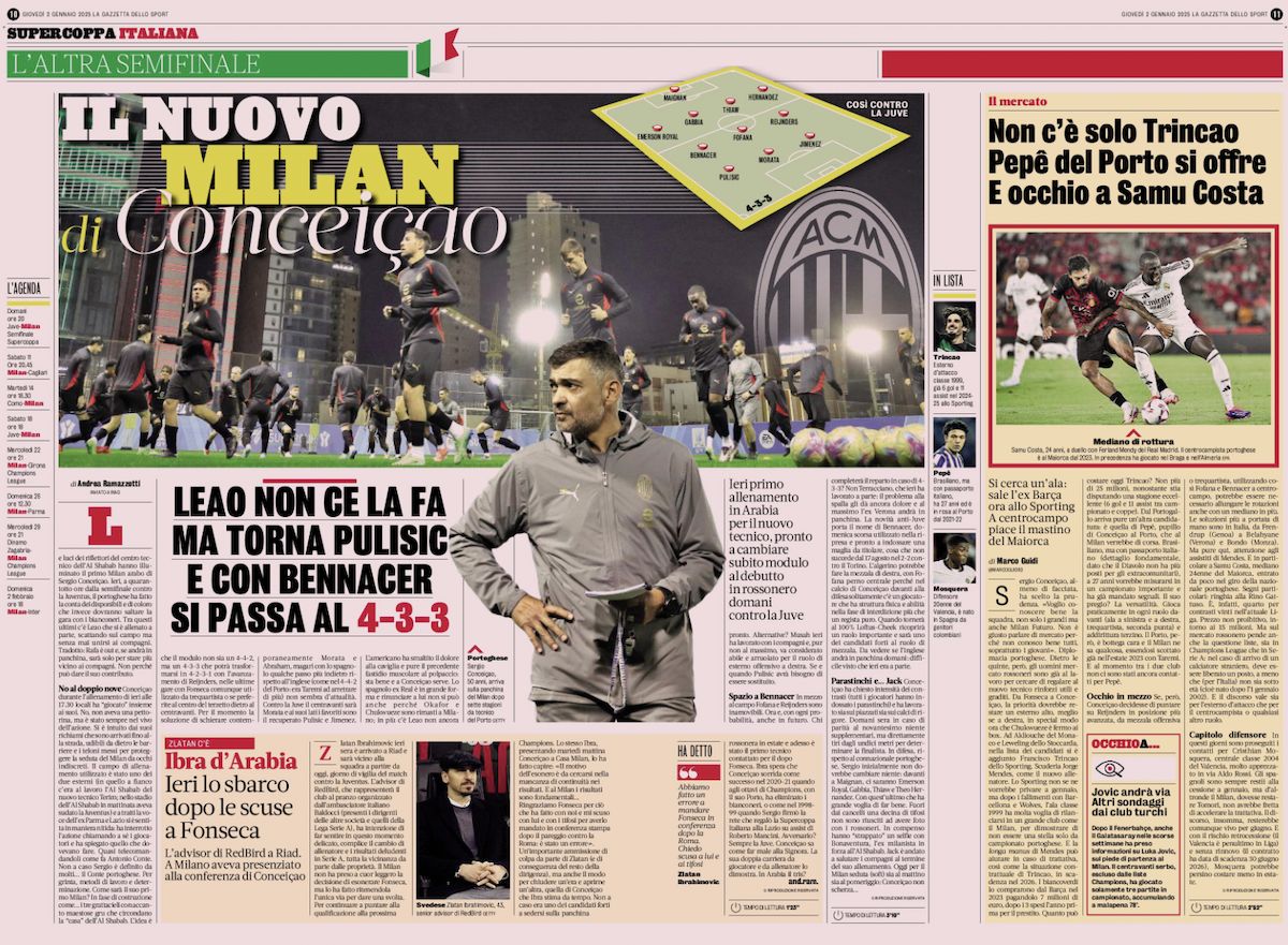 la gazzetta dello sport 2 january