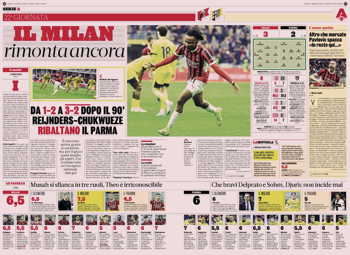 la gazzetta dello sport 27 january parma