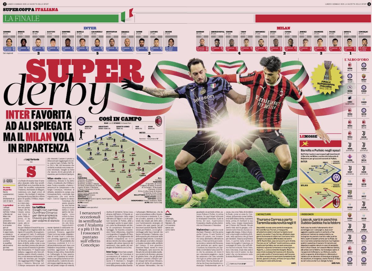 la gazzetta dello sport 6 january