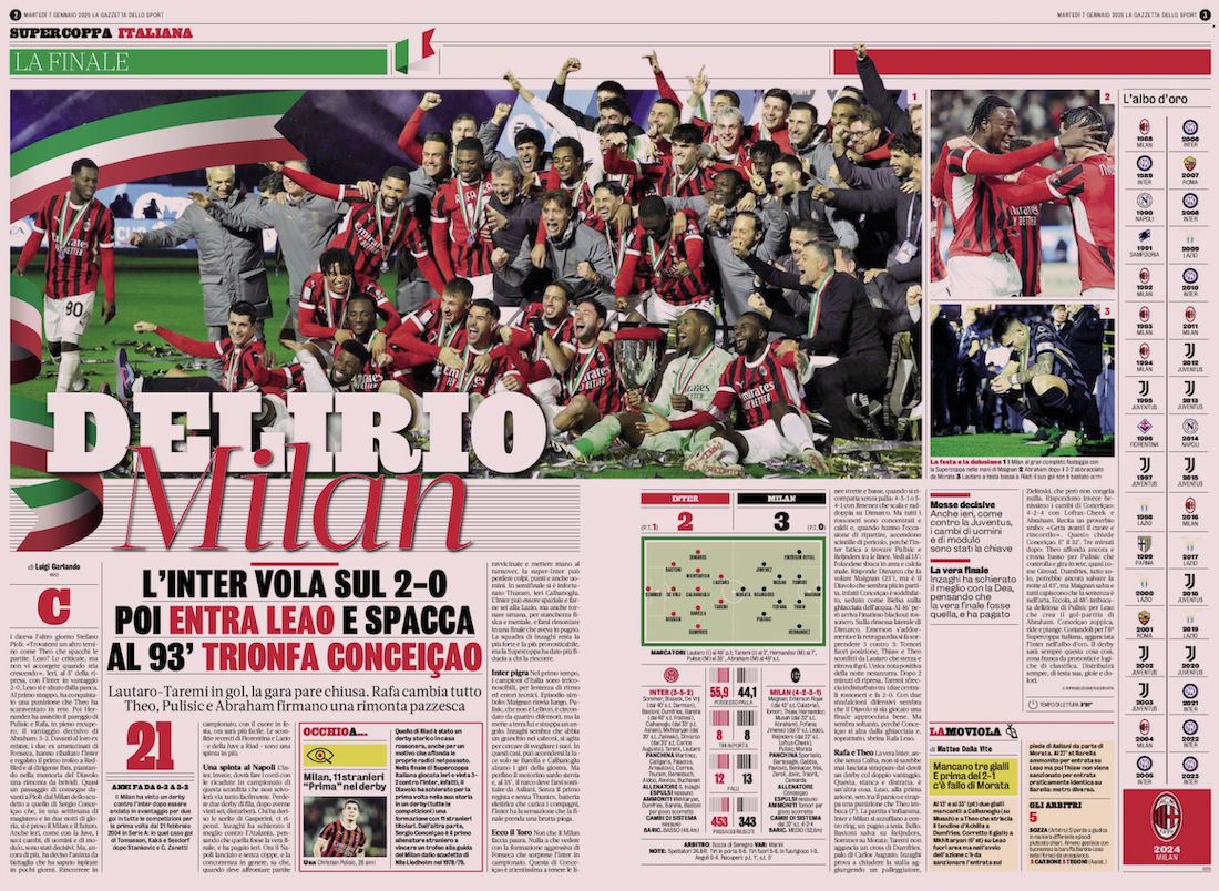 la gazzetta dello sport 7 january