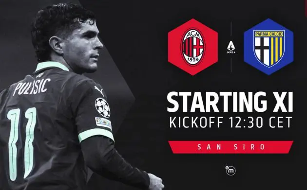 ac milan parma official starting XIs