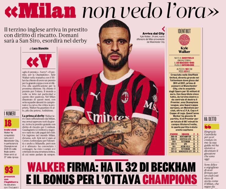 Walker Milan gazzetta bonus inside