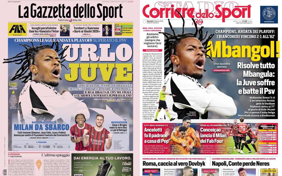 front pages 12 february