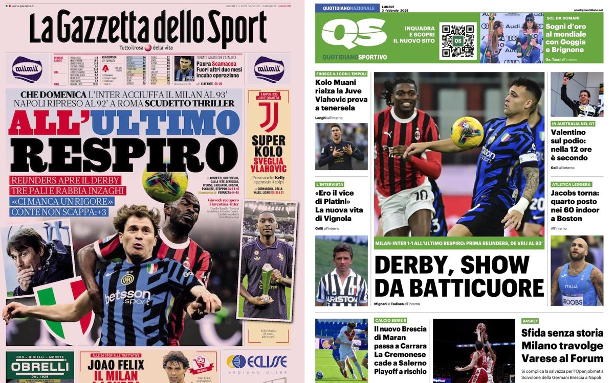 front pages italy 3 february