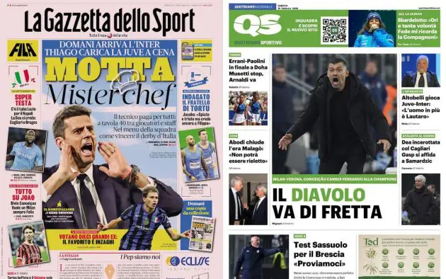 front pages italy 15 february