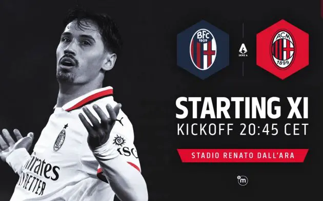 official starting XIs bologna milan