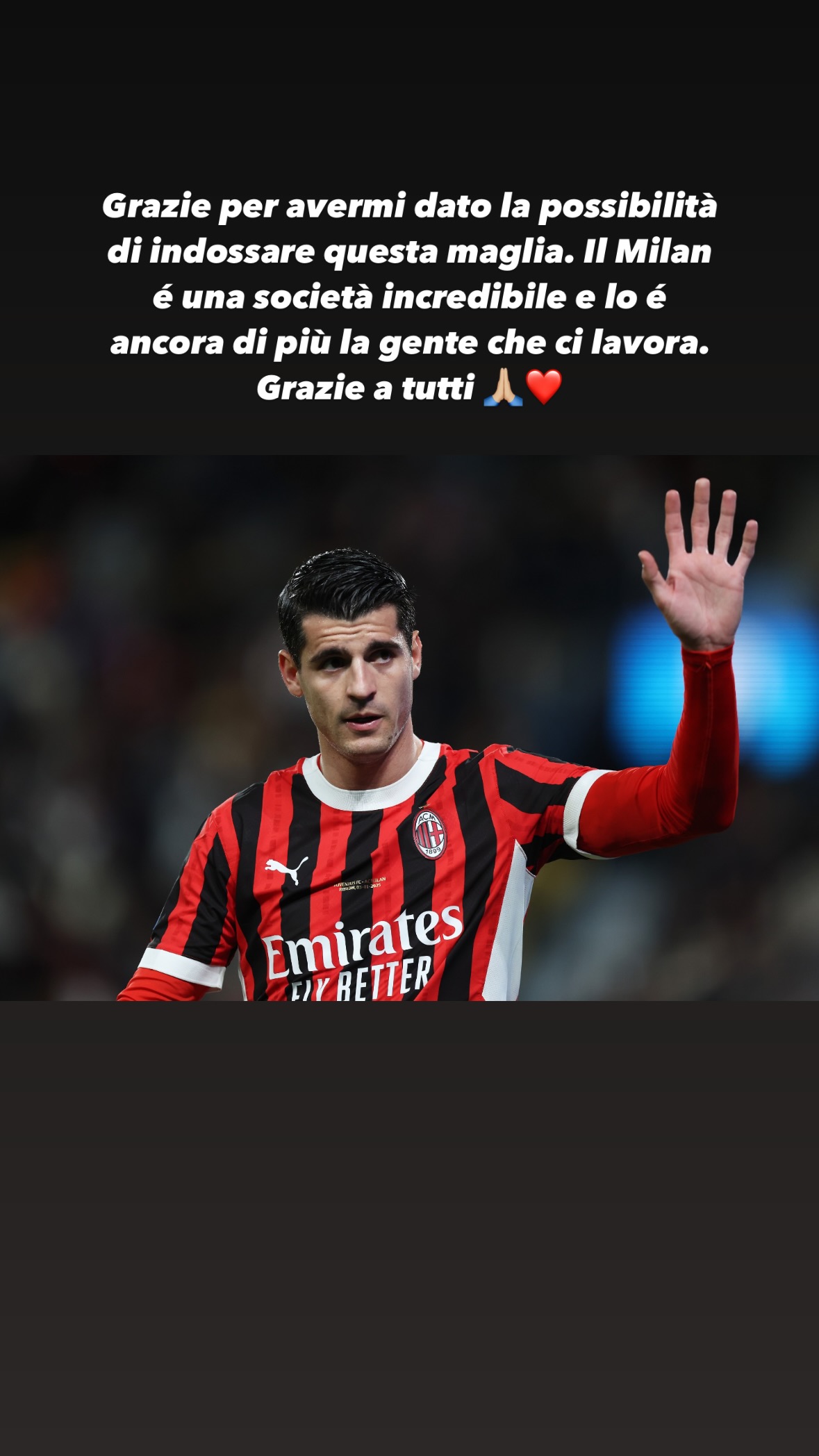Morata goodbye message Insta