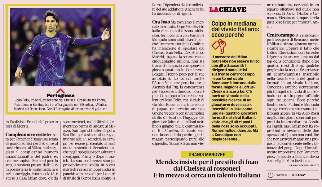 Joao Felix and midfield Gazzetta