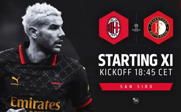official starting xis milan feyenoord