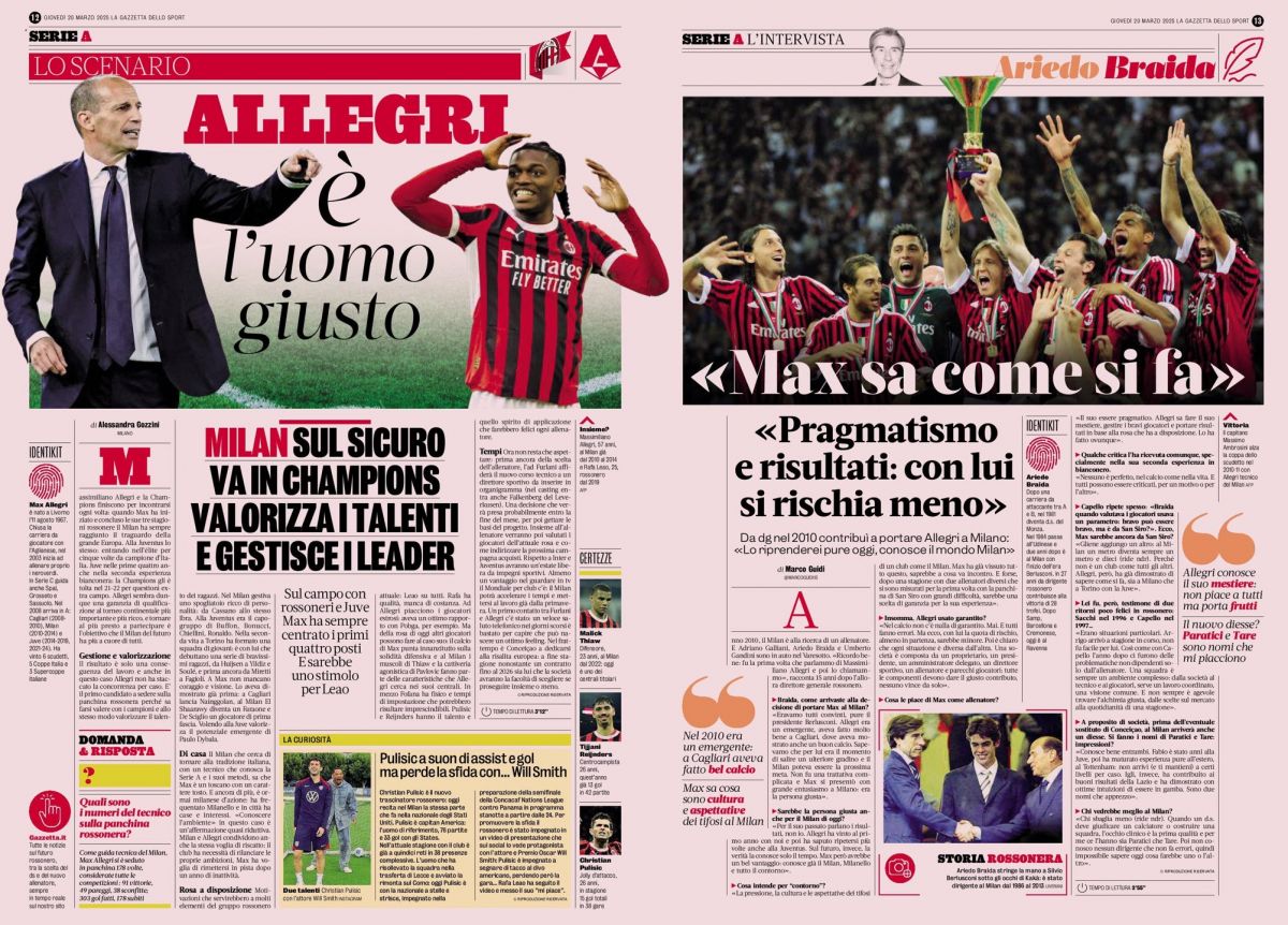 GdS: 'The right man' - why Milan are tempted to bring Allegri back