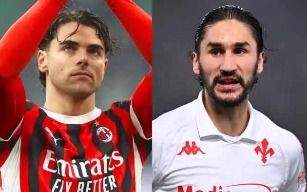 Riccardo Sottil of AC Milan yacine adli fiorentina