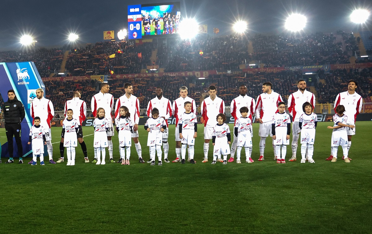 Milan players pre Lecce