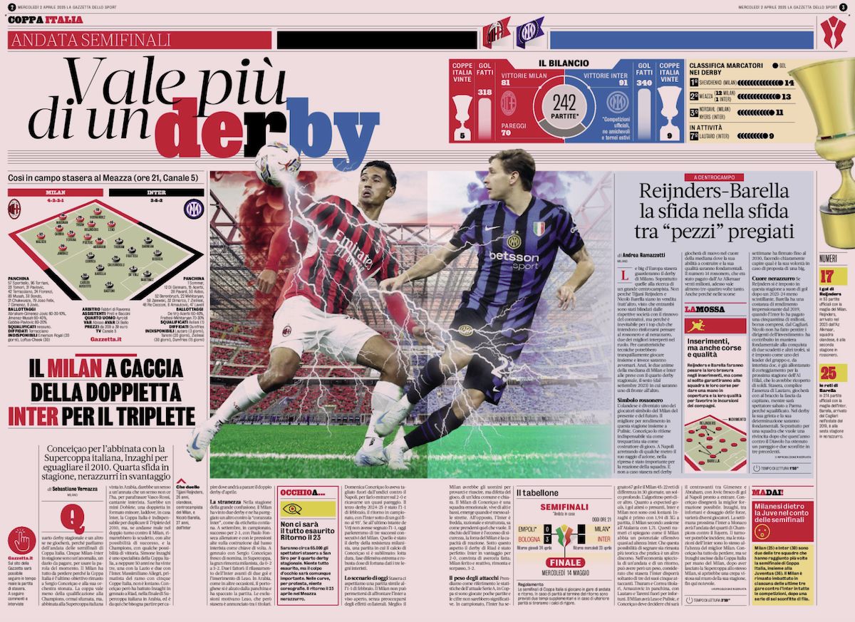 la gazzetta dello sport 2 april