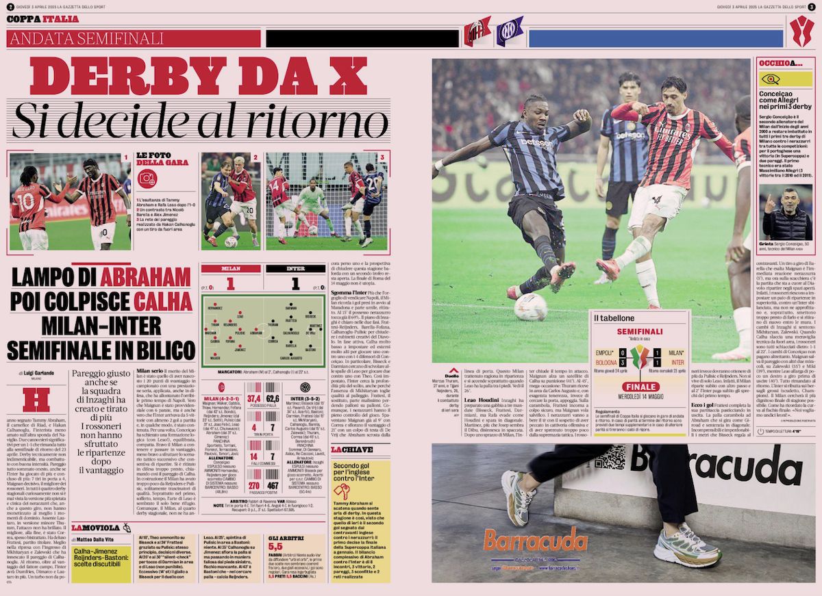 gazzetta dello sport 3 april
