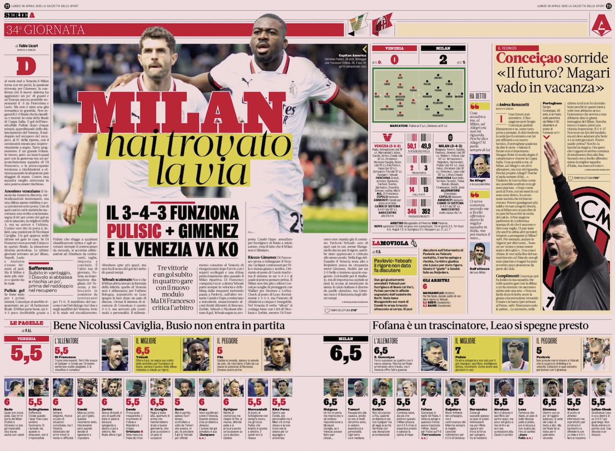 la gazzetta dello sport 28 april venezia