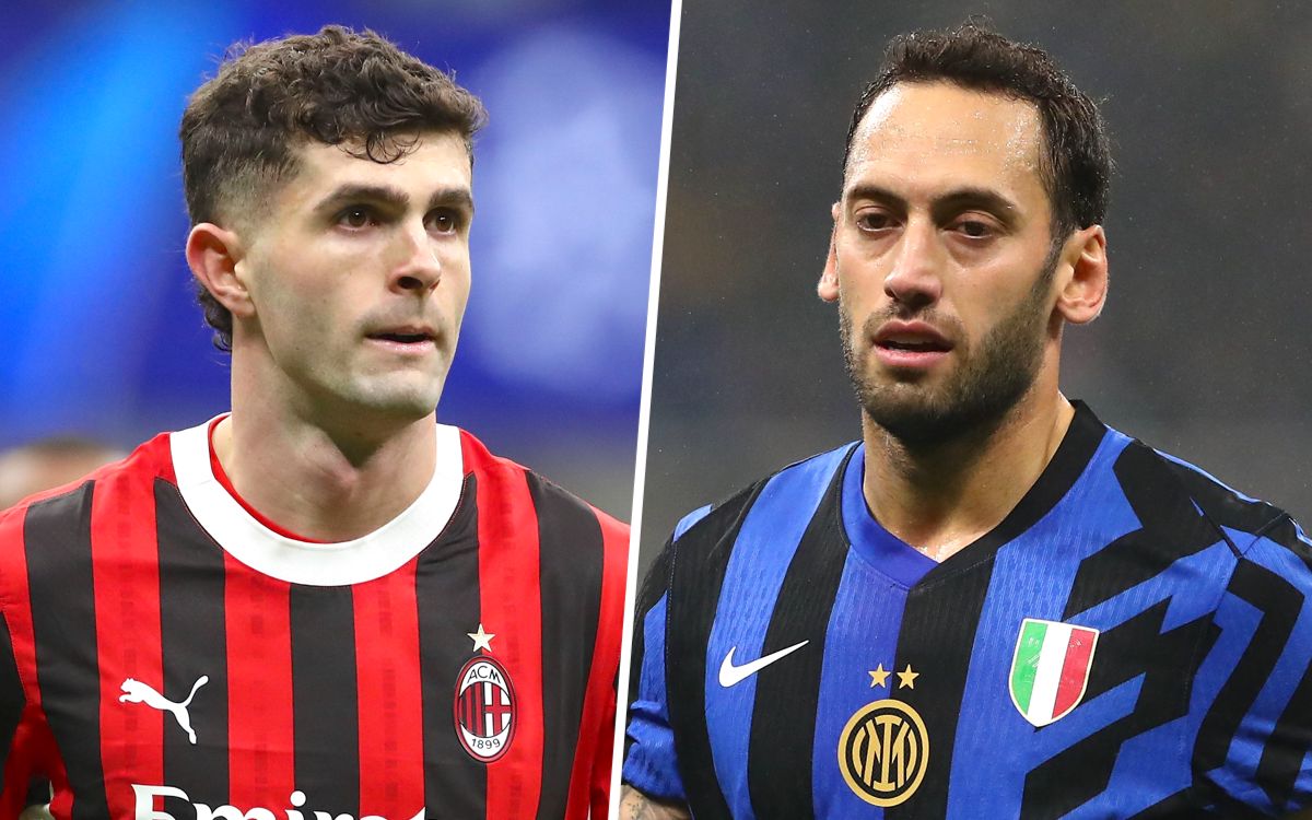 Christian Pulisic of AC Milan hakan calhanoglu inter