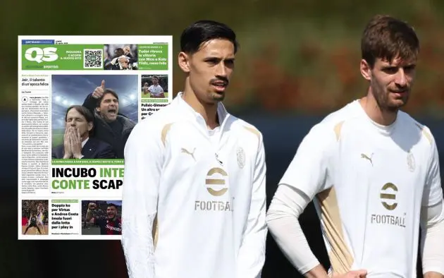 Matteo Gabbia and Tijjani Reijnders of AC Milan
