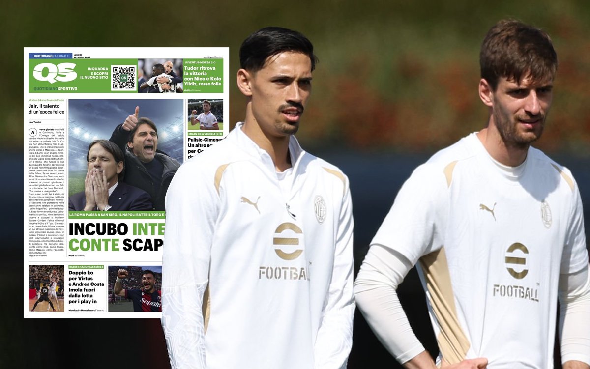 Matteo Gabbia and Tijjani Reijnders of AC Milan