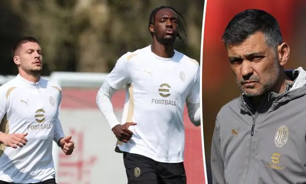 Luka Jovic and Tammy Abraham of AC Milan conceicao